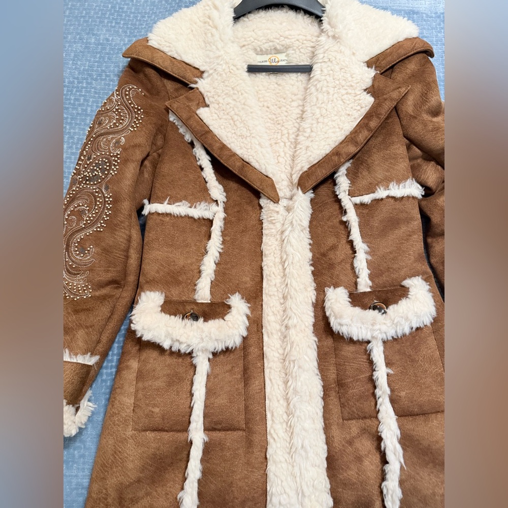 Vintage Wilsons Leather Penny Lane Coat suede with faux fur trim. Women’s M - Picture 7 of 13